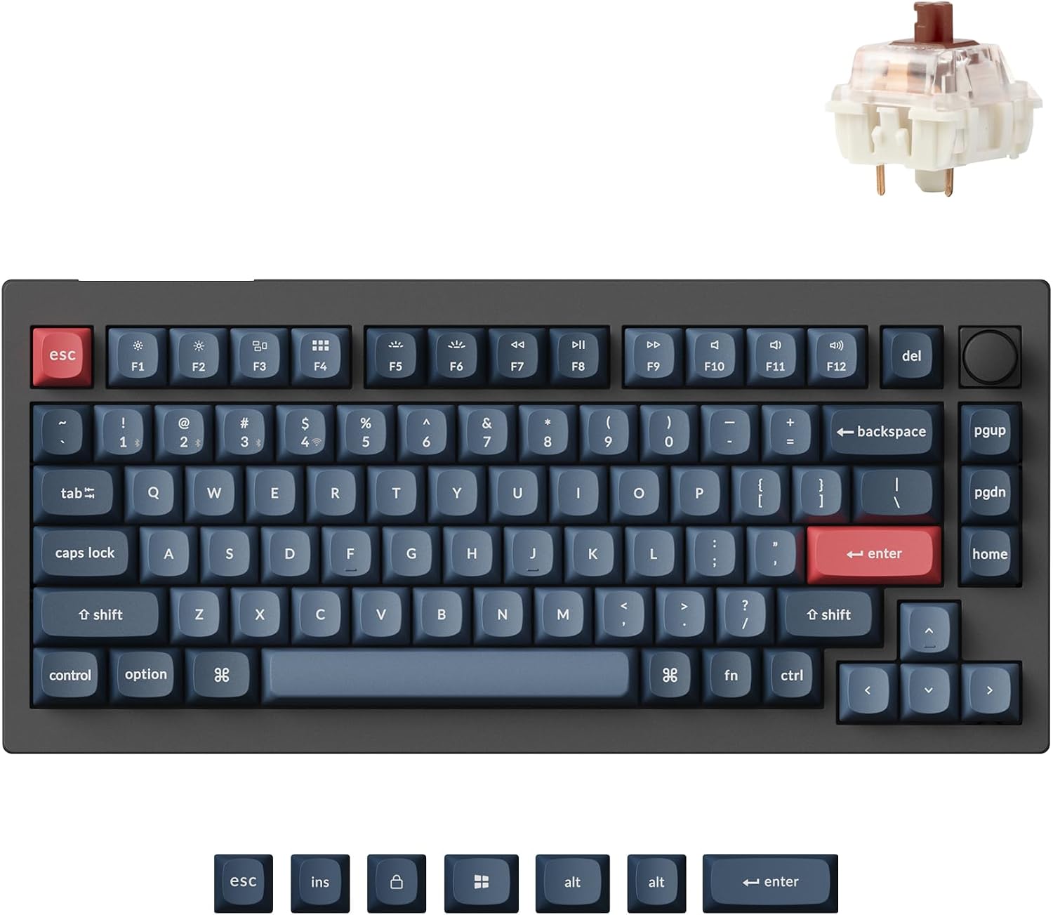 Keychron V1 Max QMK Wireless Mechanical Keyboard, 75% Layout Custom Knob