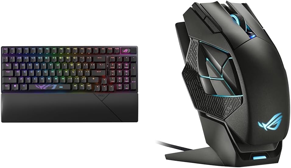 ASUS ROG Strix Scope II 96 Wireless Gaming Keyboard & ROG Spatha X Wireless Gaming Mouse (Magnetic Charging Stand