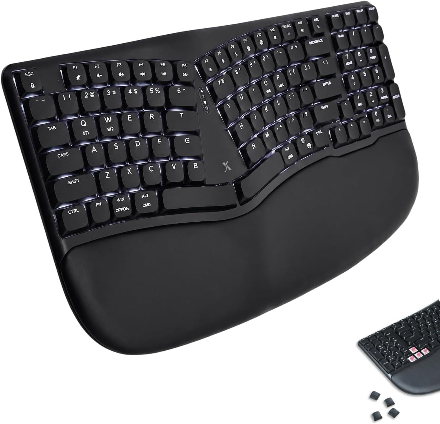 X9 Performance Wireless Mechanical Ergonomic Keyboard - (BT + 2.4G + Wired) - Wireless Mechanical Split Ergonomic Keyboard - Built-in Wrist Cushion, Pink Switch, Backlit, Rechargeable - for PC/Mac