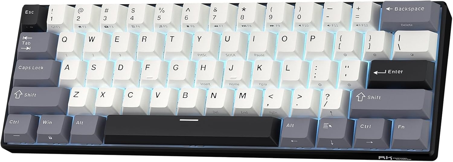 RK ROYAL KLUDGE RK61 Wireless 60% Mechanical Keyboard, Mini Portable Size